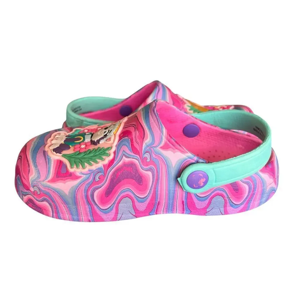 PAW PATROL bright pink purple rubber waterproof flip back slip on girls sz 10